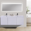 MOB 60" DOUBLE SINK HIGH GLOSS WHITE WALL MOUNTED MODERN BATHROOM VANITY WITH REEINFORCED ACRYLIC SINK