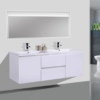 MOB 60" DOUBLE SINK HIGH GLOSS WHITE WALL MOUNTED MODERN BATHROOM VANITY WITH REEINFORCED ACRYLIC SINK
