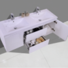 MOB 60" DOUBLE SINK HIGH GLOSS WHITE WALL MOUNTED MODERN BATHROOM VANITY WITH REEINFORCED ACRYLIC SINK