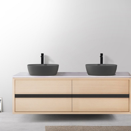 SINTRA 72” WHITEWASH OAK WALL MOUNT MODERN BATHROOM VANITY