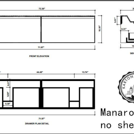 MANAROLA 72” DARK GRAY WALL MOUNT MODERN BATHROOM VANITY
