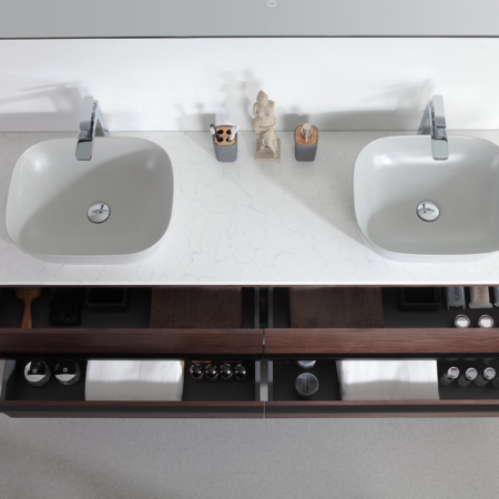 SINTRA 72” DARK WALNUT OAK WALL MOUNT MODERN BATHROOM VANITY