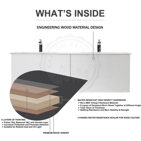 BIBURY 72” CHESTNUT OAK FREE STANDING MODERN BATHROOM VANITY