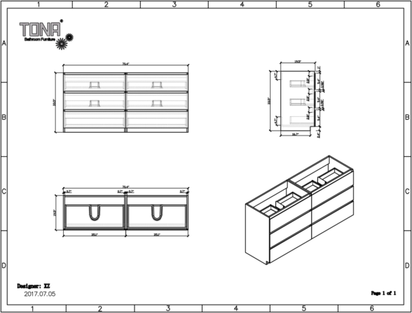 KEETCHEN AUSTIN 72″ DOUBLE SINK ASH GREY BATHROOM VANITY - Image 5