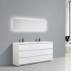 MOA 72″ DOUBLE SINK GLOSS WHITE MODERN BATHROOM VANITY W/ 6 DRAWERS AND ACRYLIC SINK