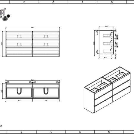 KEETCHEN AUSTIN 72″ DOUBLE SINK GLOSS WHITE BATHROOM VANITY - Image 2