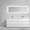 MOA 84″ DOUBLE SINK GLOSS WHITE MODERN BATHROOM VANITY W/ 6 DRAWERS AND ACRYLIC SINK