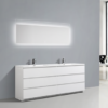 MOA 84″ DOUBLE SINK GLOSS WHITE MODERN BATHROOM VANITY W/ 6 DRAWERS AND ACRYLIC SINK