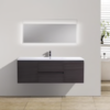 60" SINGLE SINK DARK GREY OAK WALL MOUNTED MODERN BATHROOM VANITY WITH REEINFORCED ACRYLIC SINK