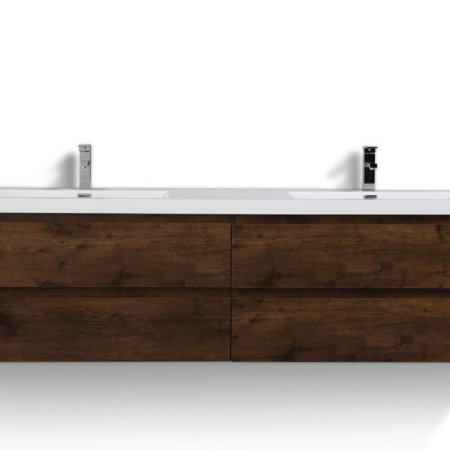 MOB 84" ROSEWOOD WALL MOUNTED MODERN BATHROOM VANITY WITH REEINFORCED ACRYLIC SINK