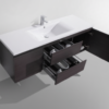 60" SINGLE SINK DARK GREY OAK WALL MOUNTED MODERN BATHROOM VANITY WITH REEINFORCED ACRYLIC SINK