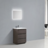MOA 24″ DARK GRAY OAK MODERN BATHROOM VANITY W/ 3 drawers and Acrylic SINK