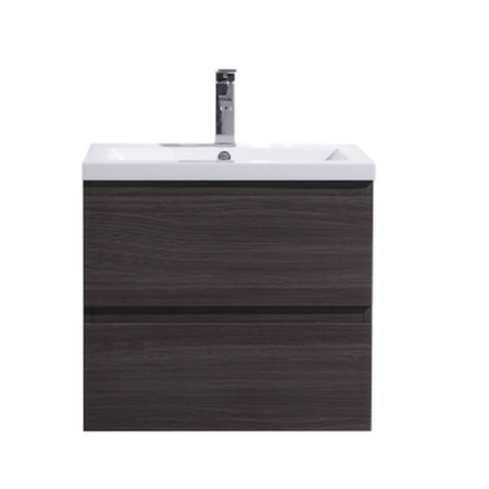 MOB 24" BLACK GREY OAK WALL MOUNTED MODERN BATHROOM VANITY WITH REEINFORCED ACRYLIC SINK