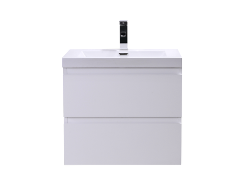 MOB 24" HIGH GLOSS WHITE WALL MOUNTED MODERN BATHROOM VANITY WITH REEINFORCED ACRYLIC SINK