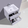 MOB 24" HIGH GLOSS WHITE WALL MOUNTED MODERN BATHROOM VANITY WITH REEINFORCED ACRYLIC SINK