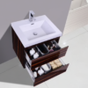 MOB 24" ROSE WALNUT WALL MOUNTED MODERN BATHROOM VANITY WITH REEINFORCED ACRYLIC SINK