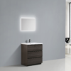 MOA 30″ DARK GREY-OAK MODERN BATHROOM VANITY W/ 3 DRAWERS AND ACRYLIC SINK