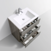 MOA 30″ GLOSS ASH-GRAY MODERN BATHROOM VANITY W/ 3 DRAWERS AND ACRYLIC SINK
