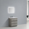 MOA 30″ GLOSS ASH-GRAY MODERN BATHROOM VANITY W/ 3 DRAWERS AND ACRYLIC SINK