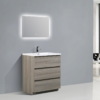 MOA 30″ MAYPLE GREY MODERN BATHROOM VANITY W/ 3 DRAWERS AND ACRYLIC SINK
