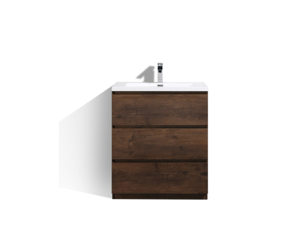 MOA 30″ ROSEWOOD MODERN BATHROOM VANITY W/ 3 DRAWERS AND ACRYLIC SINK