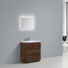 MOA 30″ ROSEWOOD MODERN BATHROOM VANITY W/ 3 DRAWERS AND ACRYLIC SINK