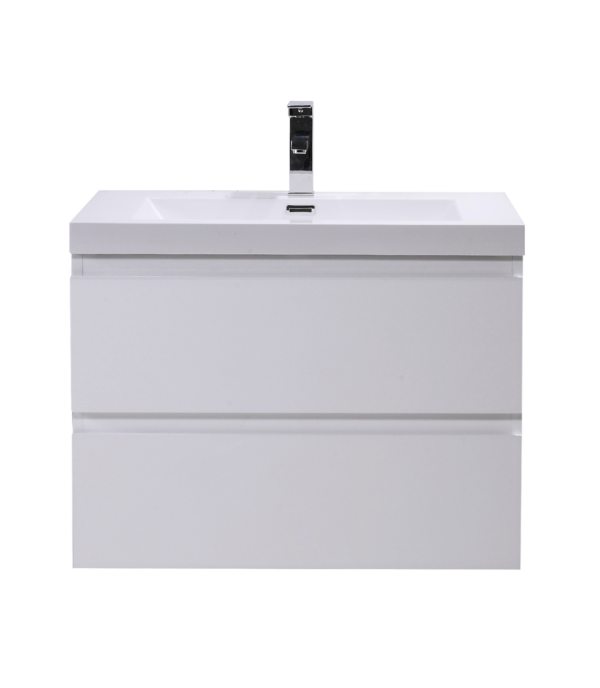MOB 30" HIGH GLOSS WHITE WALL MOUNTED MODERN BATHROOM VANITY WITH REEINFORCED ACRYLIC SINK