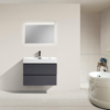 MOF 30" HIGH GLOSS GREY WALL MOUNTED MODERN BATHROOM VANITY WITH REEINFORCED ACRYLIC SINK
