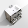 MOA 36″ ASH GRAY MODERN BATHROOM VANITY W/ 3 DRAWERS AND ACRYLIC SINK