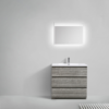 MOA 36″ ASH GRAY MODERN BATHROOM VANITY W/ 3 DRAWERS AND ACRYLIC SINK