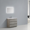 MOA 36″ ASH GRAY MODERN BATHROOM VANITY W/ 3 DRAWERS AND ACRYLIC SINK