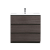 MOA 36″ DARK GREY-OAK MODERN BATHROOM VANITY W/ 3 DRAWERS AND ACRYLIC SINK