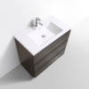 MOA 36″ DARK GREY-OAK MODERN BATHROOM VANITY W/ 3 DRAWERS AND ACRYLIC SINK