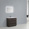 MOA 36″ DARK GREY-OAK MODERN BATHROOM VANITY W/ 3 DRAWERS AND ACRYLIC SINK
