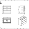 MOA 36″ DARK GREY-OAK MODERN BATHROOM VANITY W/ 3 DRAWERS AND ACRYLIC SINK