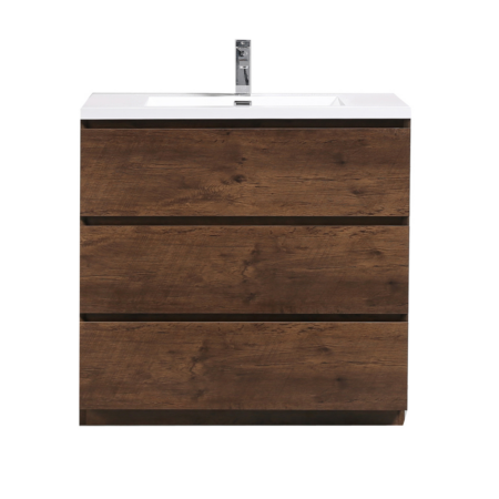 MOA 36″ ROSEWOOD MODERN BATHROOM VANITY W/ 3 DRAWERS AND ACRYLIC SINK