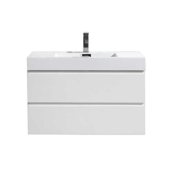 MOF 36" HIGH GLOSS WHITE WALL MOUNTED MODERN BATHROOM VANITY WITH REEINFORCED ACRYLIC SINK