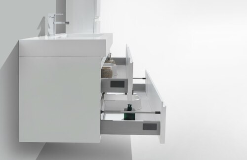 MOF 36" HIGH GLOSS WHITE WALL MOUNTED MODERN BATHROOM VANITY WITH REEINFORCED ACRYLIC SINK