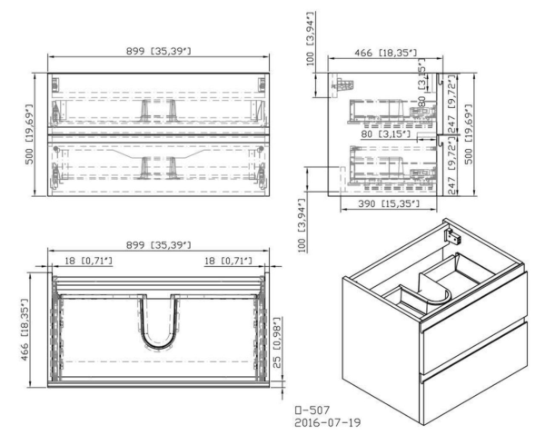 KEETCHEN OSLO 36" HIGH GLOSS WHITE BATHROOM VANITY - Image 6