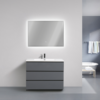 MOA 42″ HIGH-GLOSS GRAY MODERN BATHROOM VANITY W/ 3 DRAWERS AND ACRYLIC SINK