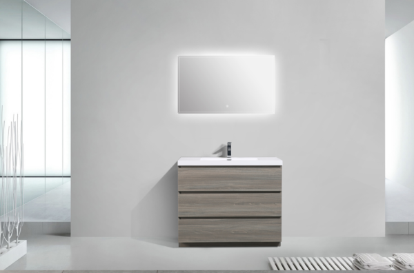 MOA 42″ MAYPLE GREY MODERN BATHROOM VANITY W/ 3 DRAWERS AND ACRYLIC SINK