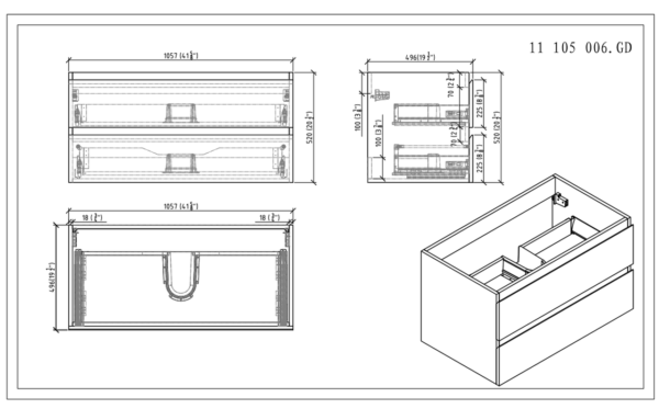 KEETCHEN OSLO 42" DARK GREY OAK BATHROOM VANITY - Image 6