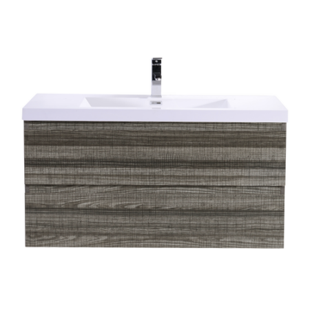 MOB 42" HIGH GLOSS ASH GREY WALL MOUNTED MODERN BATHROOM VANITY WITH REEINFORCED ACRYLIC SINK