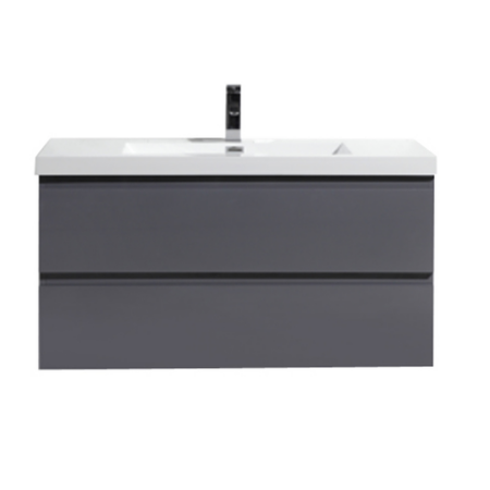 MOB 42" HIGH GLOSS GREY WALL MOUNTED MODERN BATHROOM VANITY WITH REEINFORCED ACRYLIC SINK