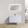 MOB 42" HIGH GLOSS WHITE WALL MOUNTED MODERN BATHROOM VANITY WITH REEINFORCED ACRYLIC SINK