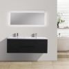 60" DOUBLE SINK BLACK WALL MOUNTED MODERN BATHROOM VANITY WITH REEINFORCED ACRYLIC SINK