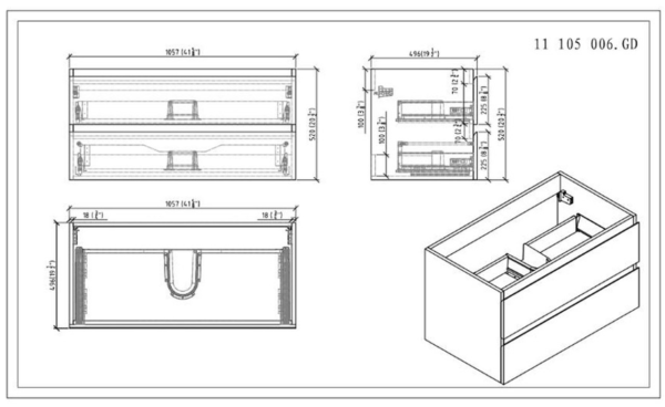 KEETCHEN OSLO 42" HIGH GLOSS WHITE BATHROOM VANITY - Image 5