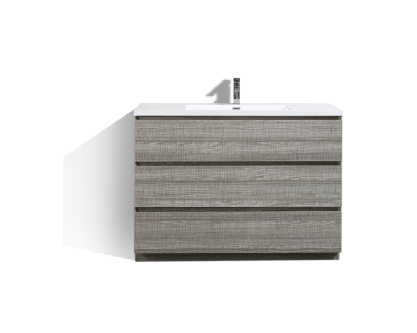 MOA 48″ ASH-GRAY MODERN BATHROOM VANITY W/ 3 DRAWERS AND ACRYLIC SINK