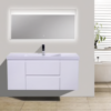 48" HIGH GLOSS WHITE WALL MOUNTED MODERN BATHROOM VANITY