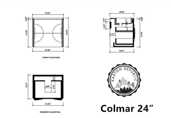 COLMAR 24” LIGHT GRAY WALL MOUNT MODERN BATHROOM VANITY